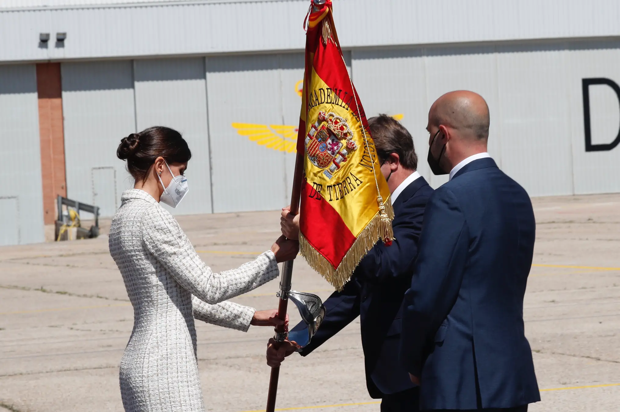 Queen Letizia of Spain delivered the National Ensign, in its standard form, to the Army Aviation Academy in Madrid