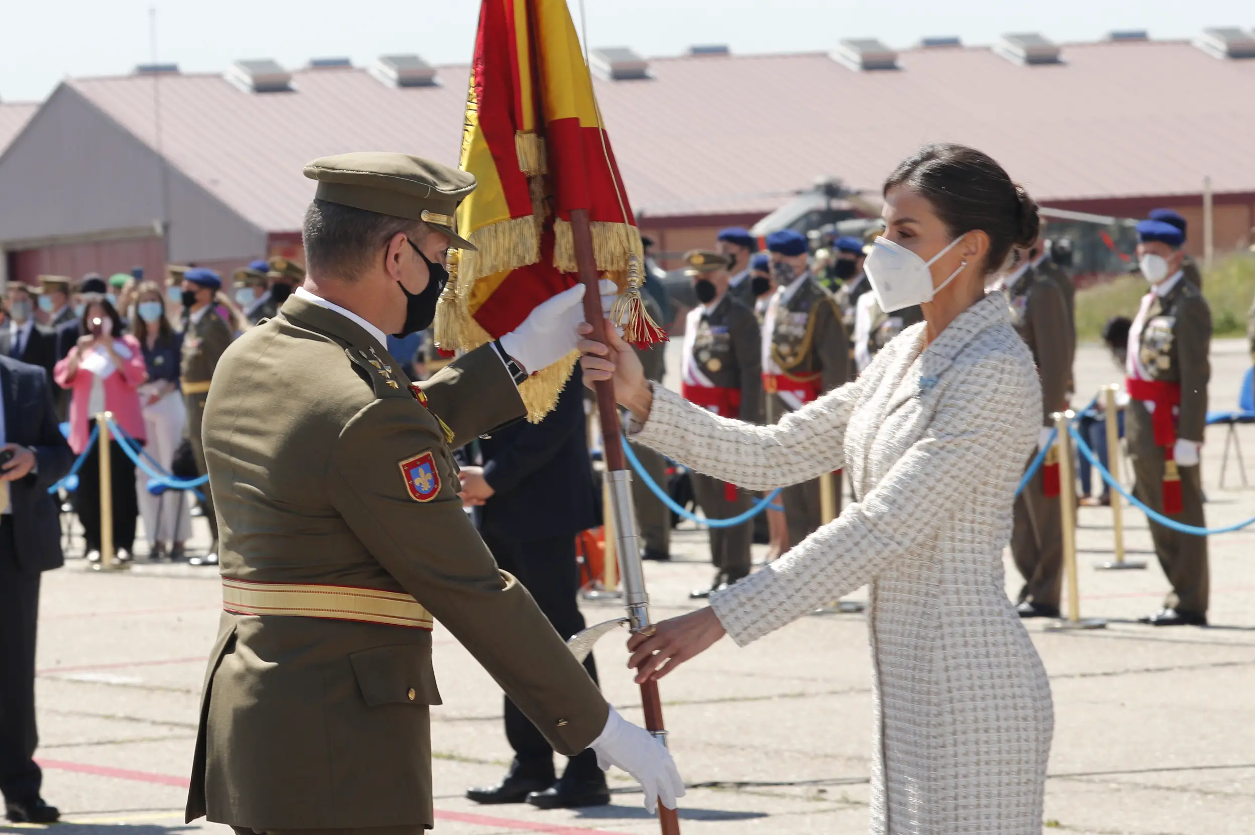 Queen Letizia of Spain at the Flag presentation ceremony