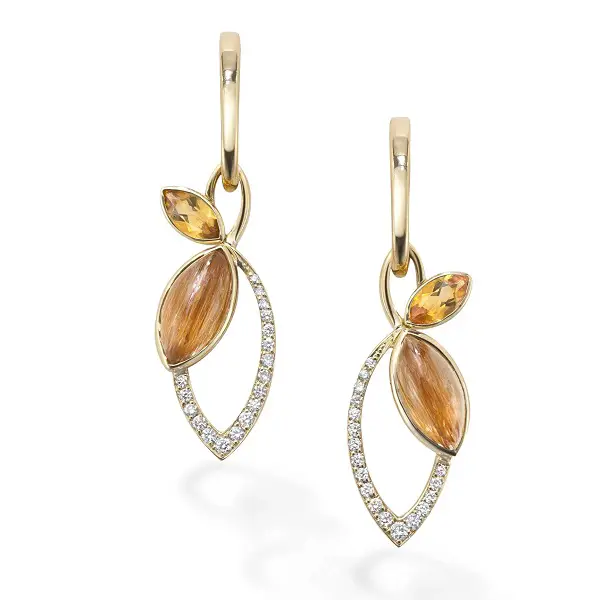 Hamilton Inches Flora Drop Earrings In 18ct Yellow Gold