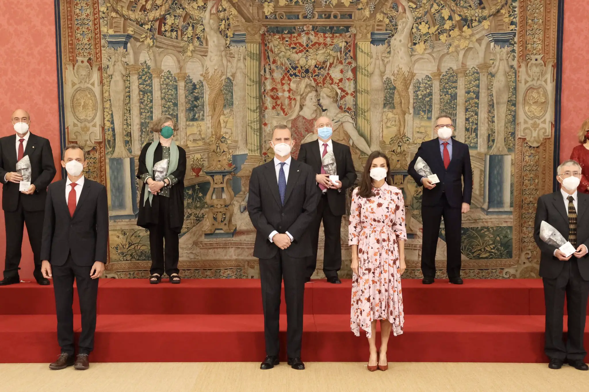 King Felipe and Queen Letizia of Spain at the 2020 National Research Awards