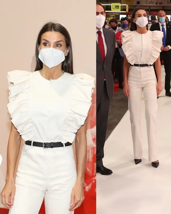 Queen Letizia of Spain wore IQ Collection Tana White Jumpsuit