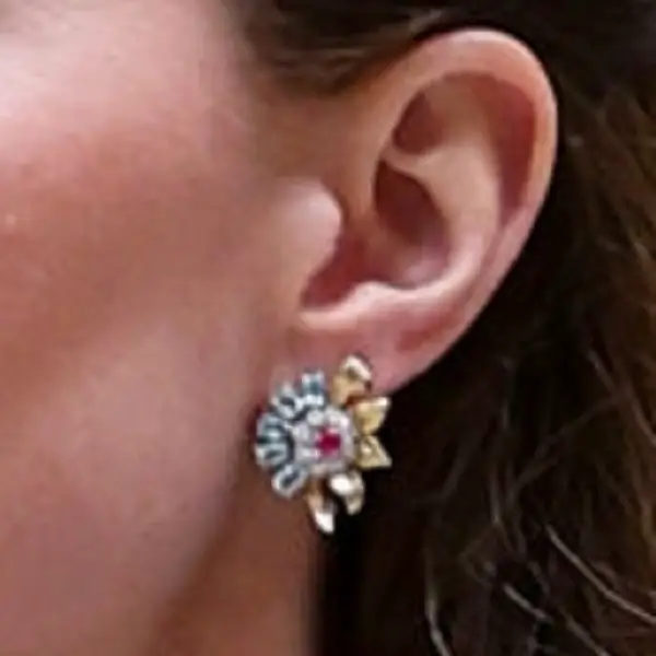 The Duchess of Cambridge wore UFO Diamond Floral Earrings