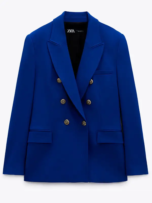 The Duchess of Cambridge wore Zara Tailored Blazer in Cobalt Blue