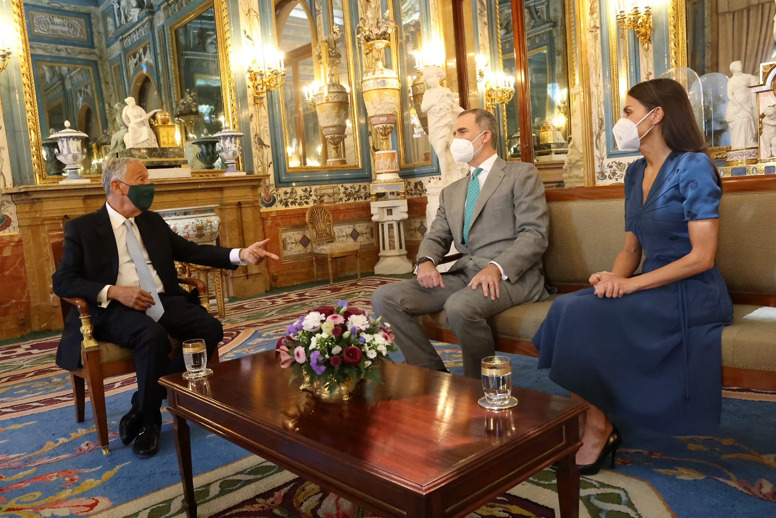 Letizia joined King Felipe to welcome the President of the Portuguese Republic, Marcelo Rebelo de Sousa