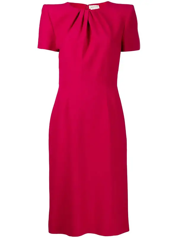 The Duchess of Cambridge wore Alexander McQueen Leaf midi Pencil dress in June 2021 for a joint engagement with the US First Lady in Cornwall