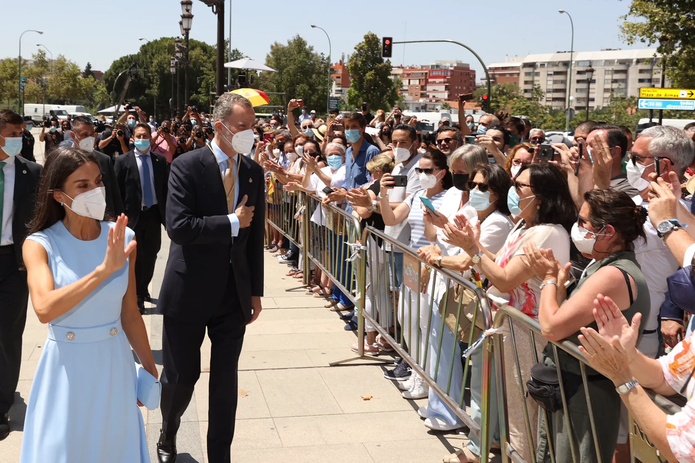 King Felipe and Queen Letizia did a short walkabout in front of the Palace of San Telmo