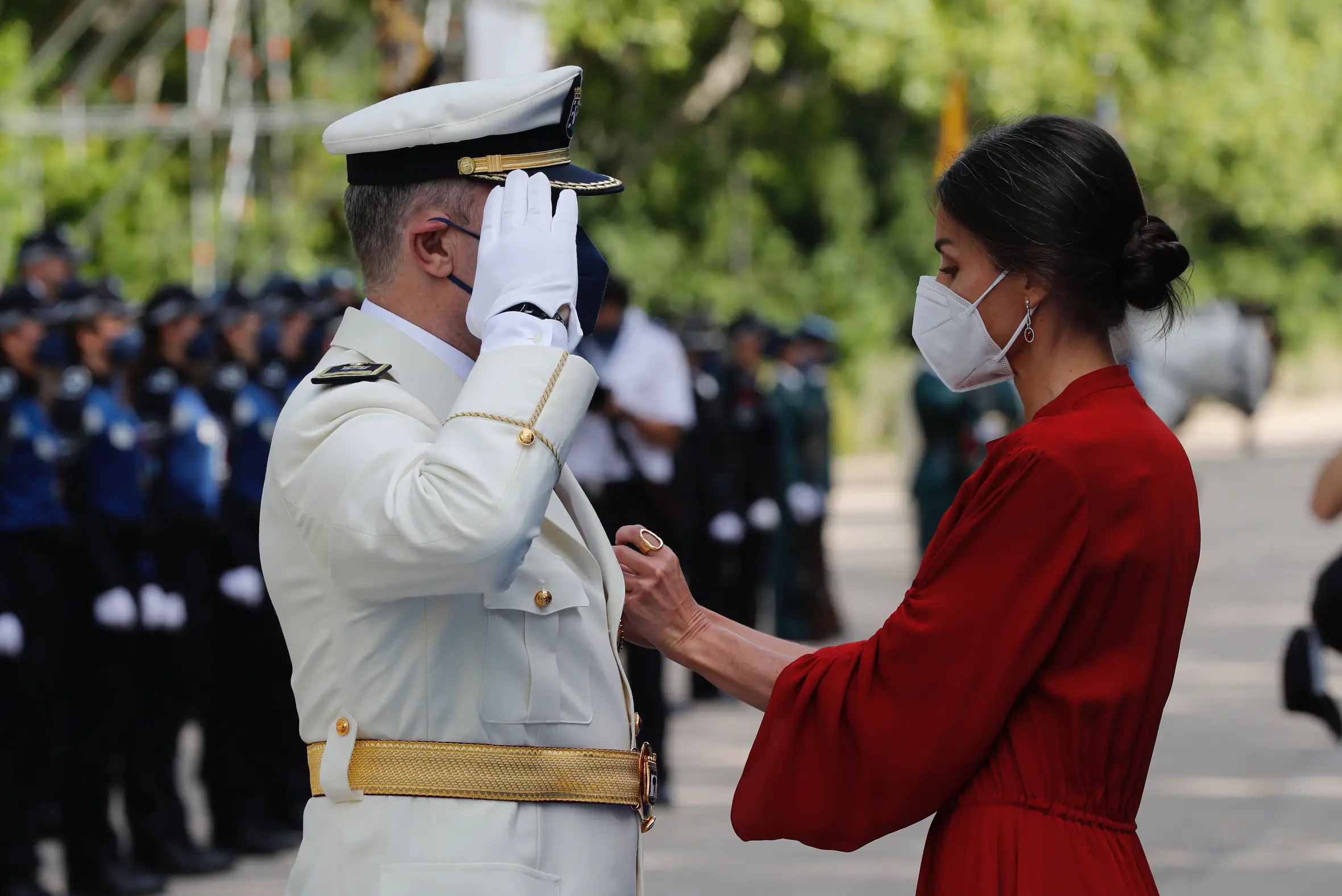 Queen Letizia presenting medals at Police Act