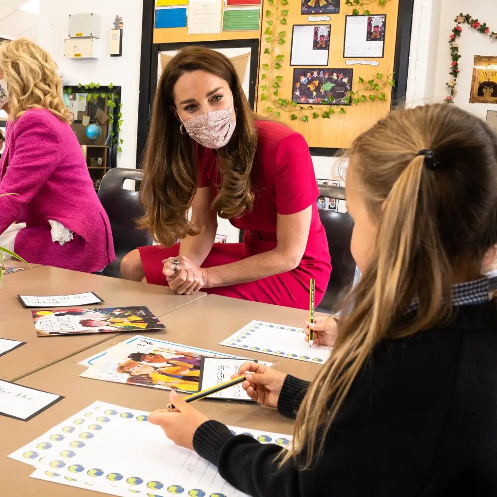 The Duchess of Cambridge and Dr Jill Biden visited Connor Downs Academy, a Primary School in Hayle, Cornwall.