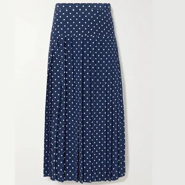 The Duchess of Cambridge wore Alessandra Rich Pleated polka-dot silk midi skirt