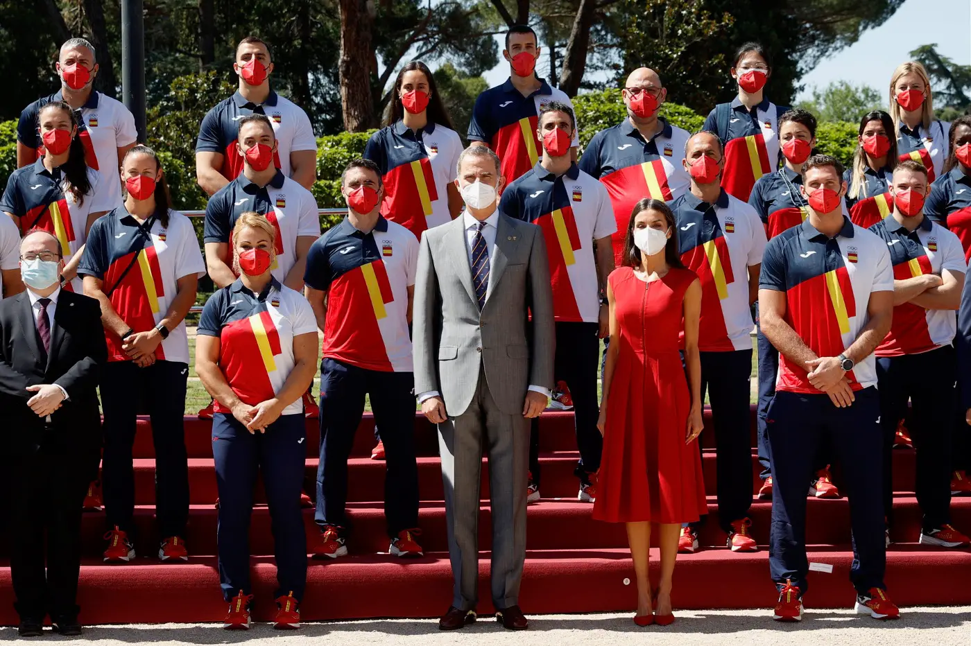 Queen Letizia in Red to Meet Spanish Olympic Team