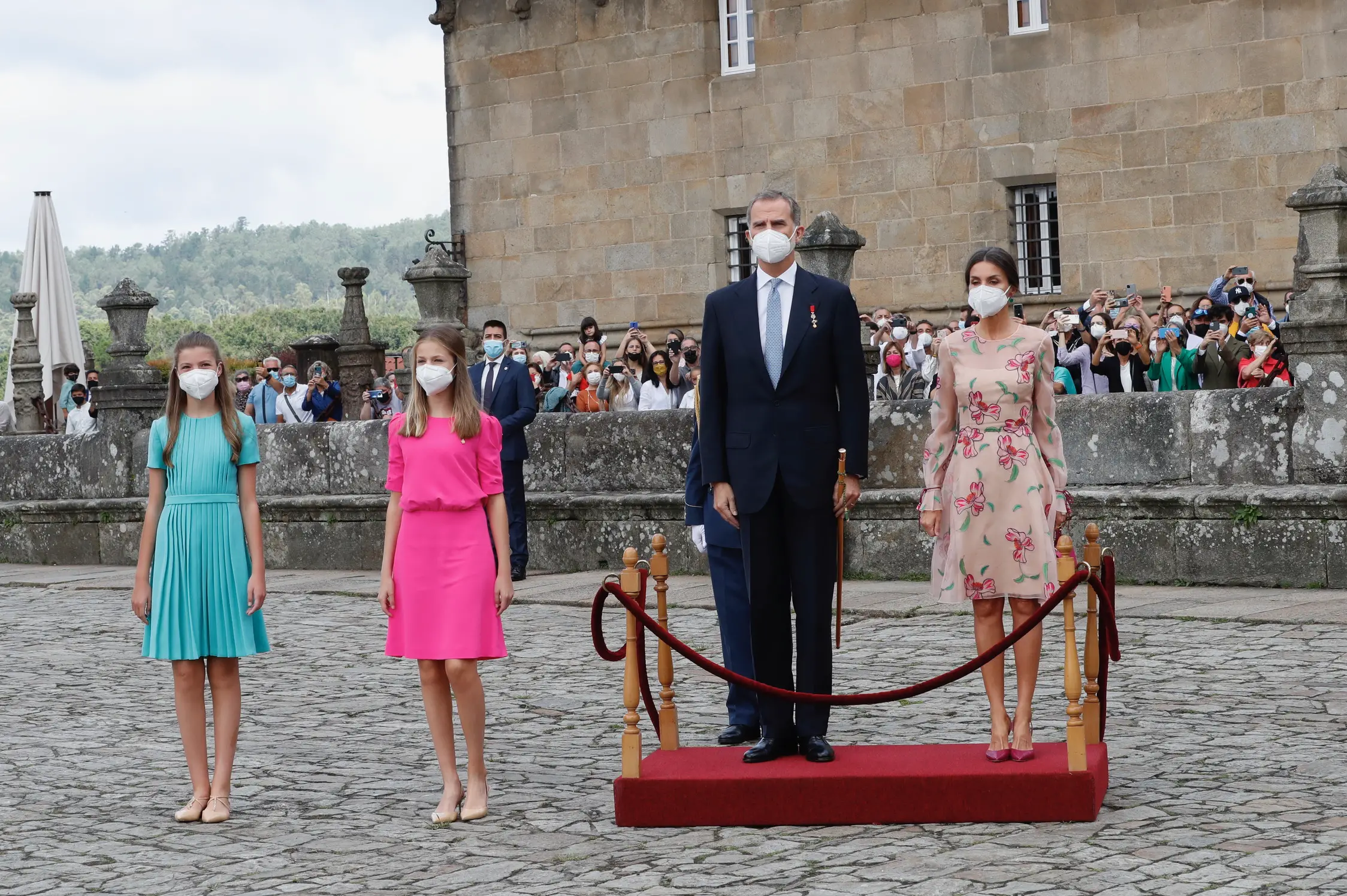 King Felipe and Queen Letizia with their daughters attended the the National Offering to the Apostle Santiago