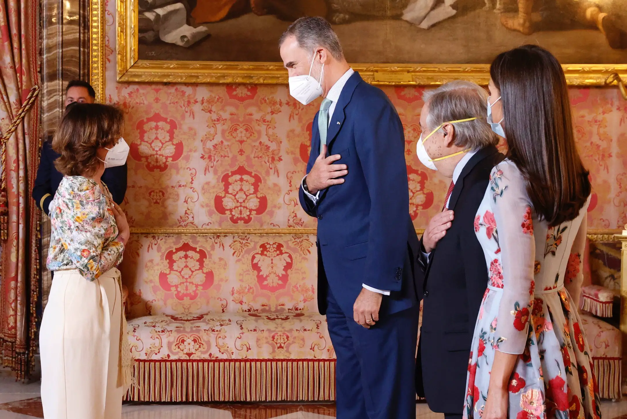 King Felipe and Queen Letizia of Spain offered a luncheon in honour of the Secretary-General of the United Nations, Mr António Guterrea at the Royal Palace of Madrid