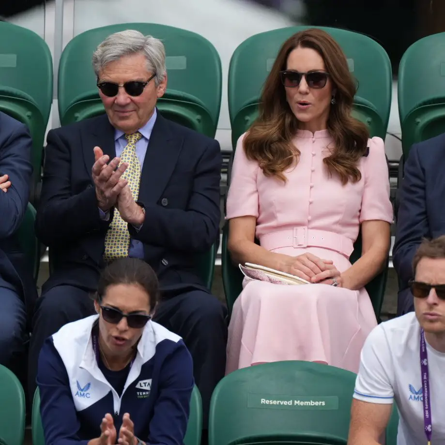 The Duchess of Cambridge wore Beulah London Ahana Blush dress at Wimbledon 2021 Final in July
