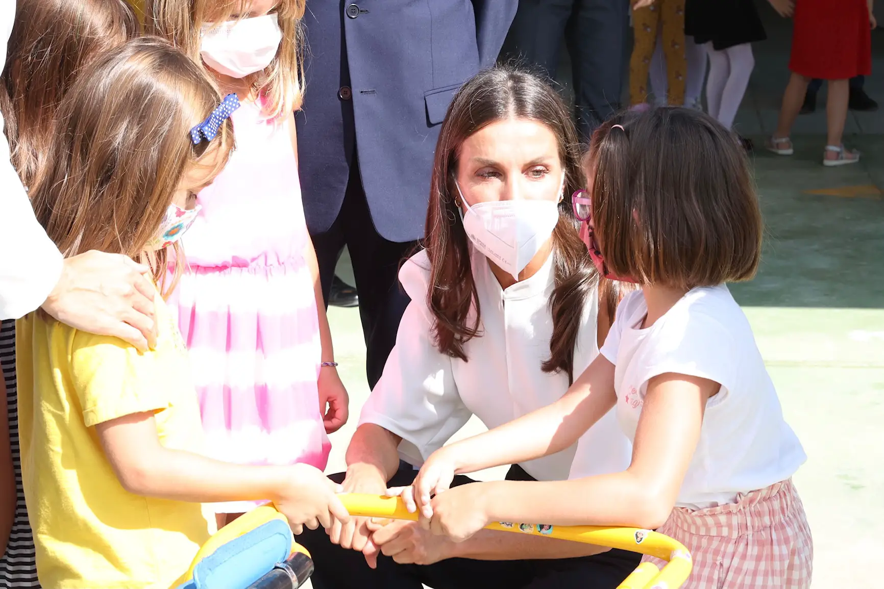 Queen Letizia of Spain chose a monochrome style for School year opening in Zaragoza