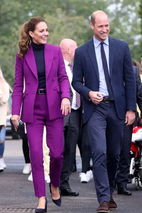 The Duchess of Cambridge chose a purple suit for Northernn Ireland visit