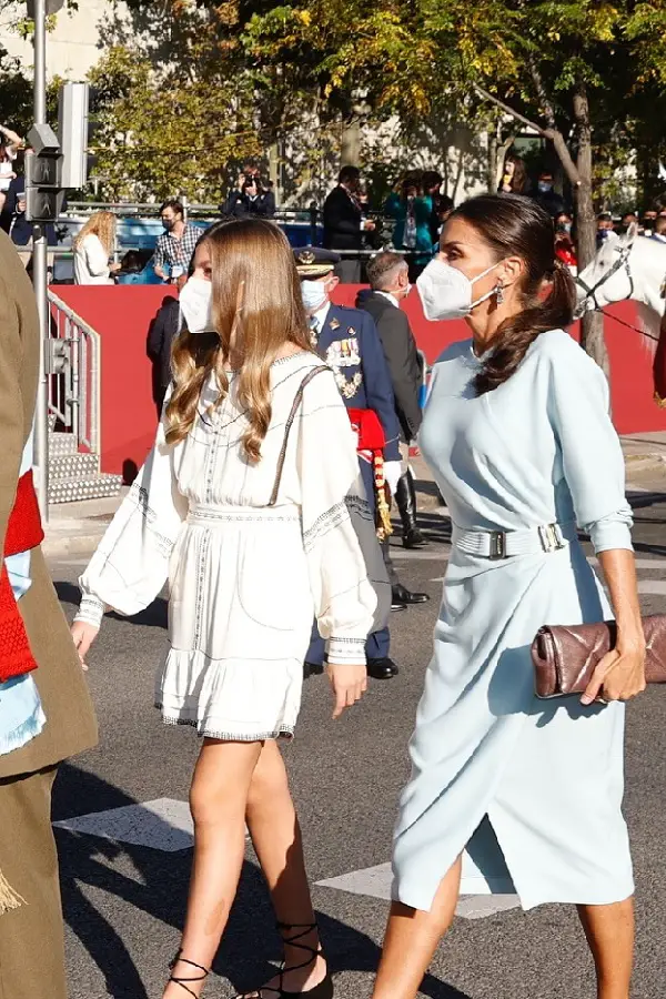 Queen Letizia in Gorgeous Aqua for National Day Celebrations