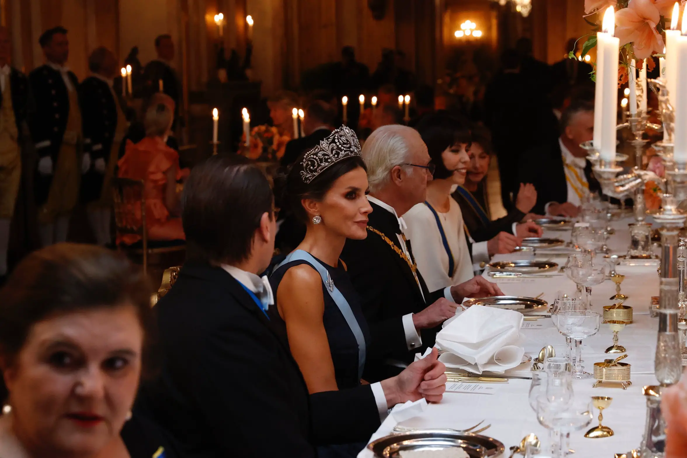 Queen Letizia was sitting beside King Carl Gustav and Prince Daniel
