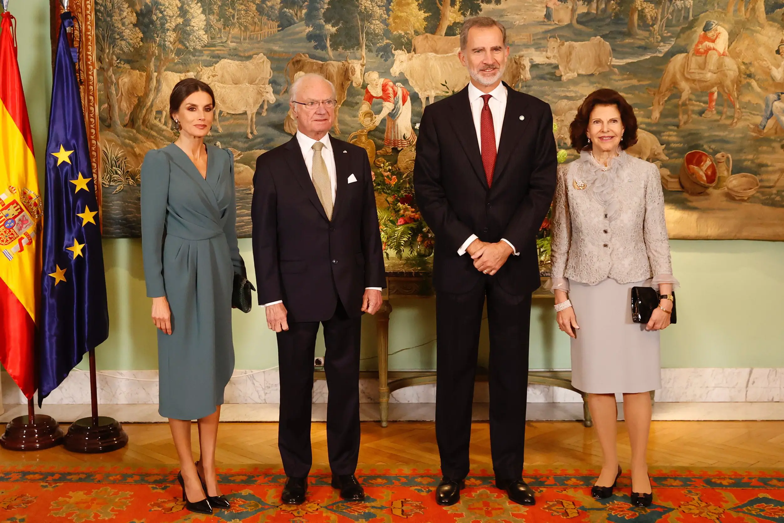 King Felipe and Queen Letizia hosted in the honour of King Carl Gustav and Queen Silvia of Sweden at the Villa Byström