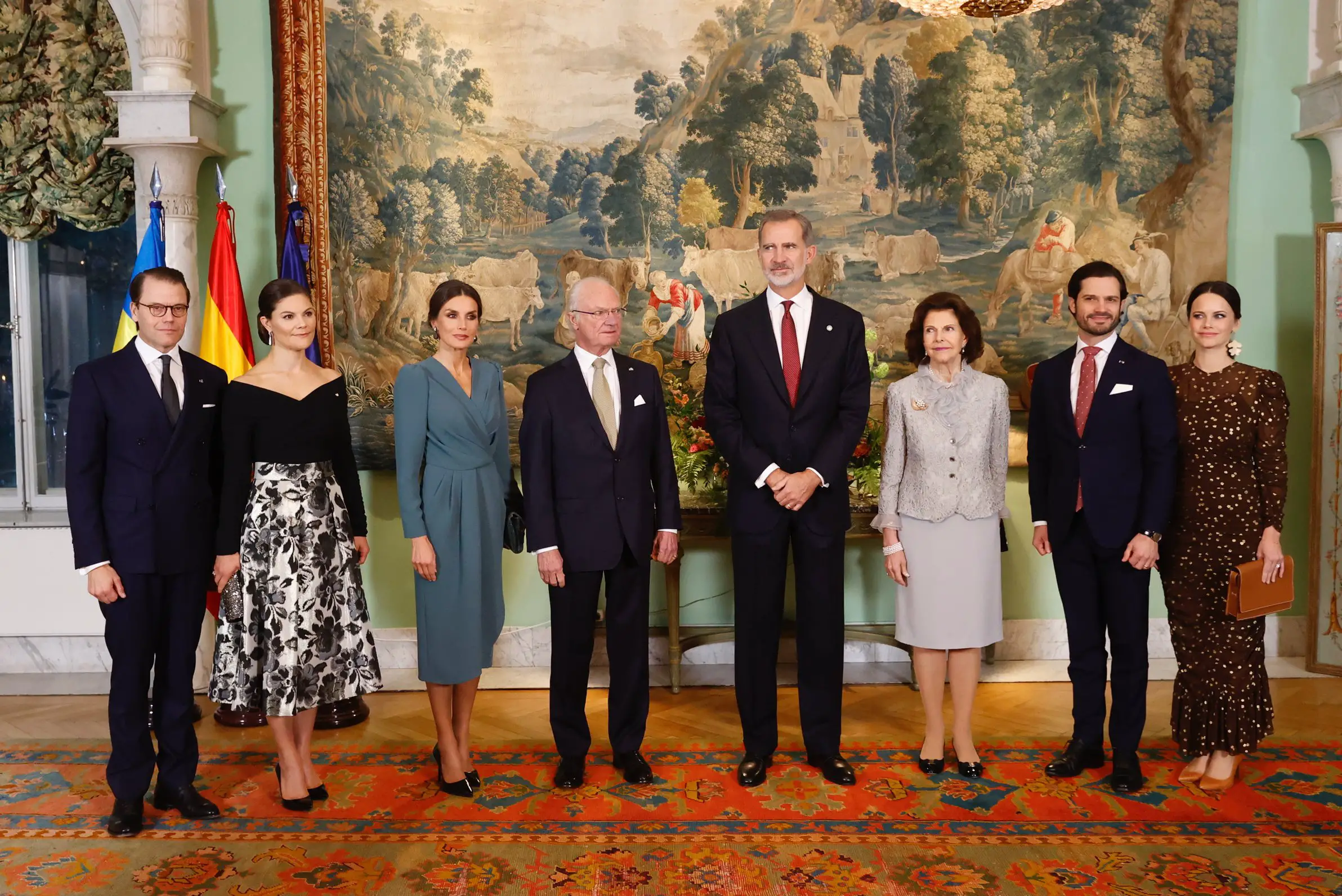 King Felipe and Queen Letizia hosted in the honour of King Carl Gustav and Queen Silvia of Sweden at the Villa Byström