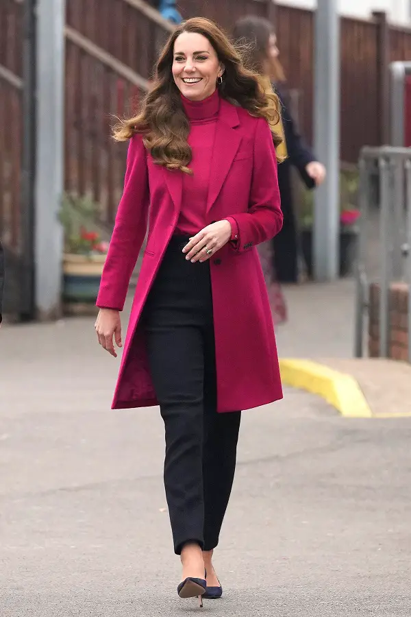 The Duchess of Cambridge pretty in Fuchsia for School visit in November 2021