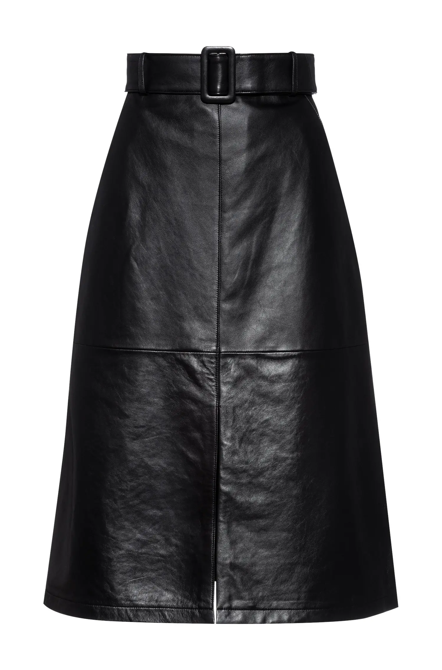 Queen paired the top with Hugo Boss Leshina Leather A-line skirt