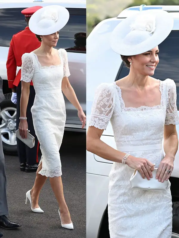 The Duchess of Cambridge wore Alexander McQueen Lace Dress