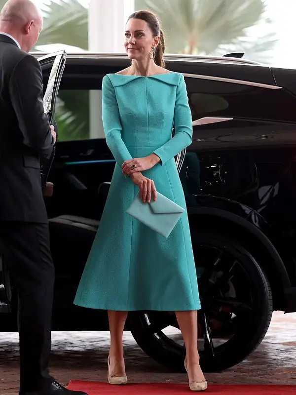 The Duchess of Cambridge wore Emilia Wickstead Aquamarine Dress