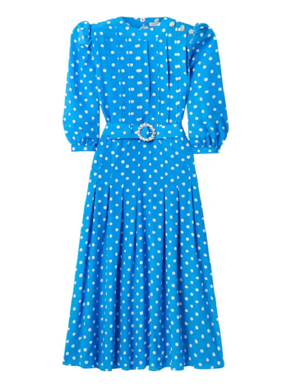 The Duchess of Cambridge wore Alessandra Rich Azure Midi Dress