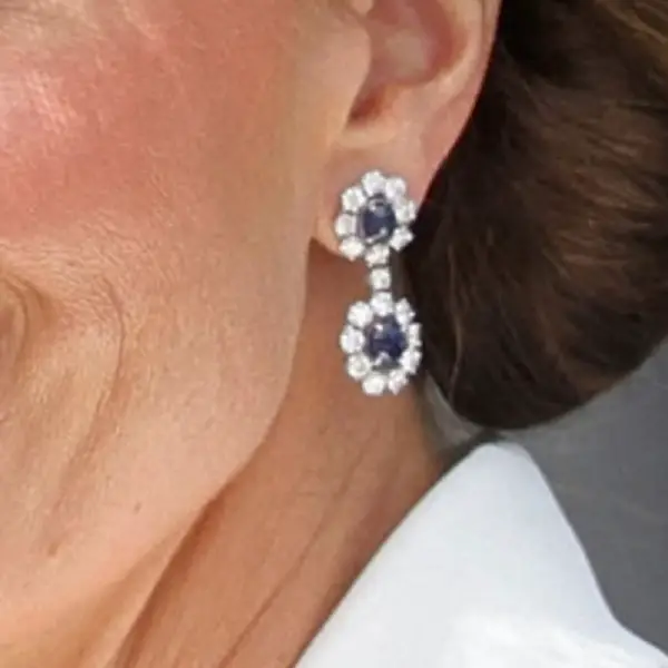 The Duchess of Cambridge wore Princess Diana Diamond and Sapphire earrings