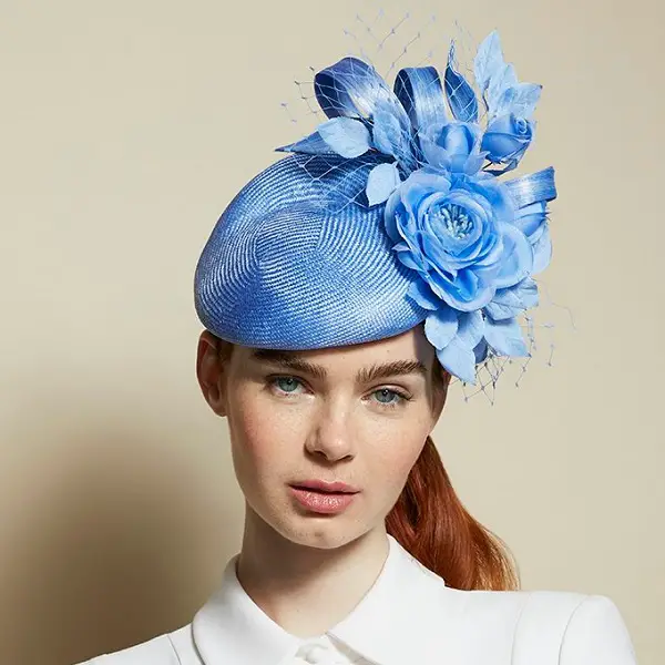 Janeo Headwear Fascinator Hat Wide Brim Pleated Style & Roses Special Occasion 
