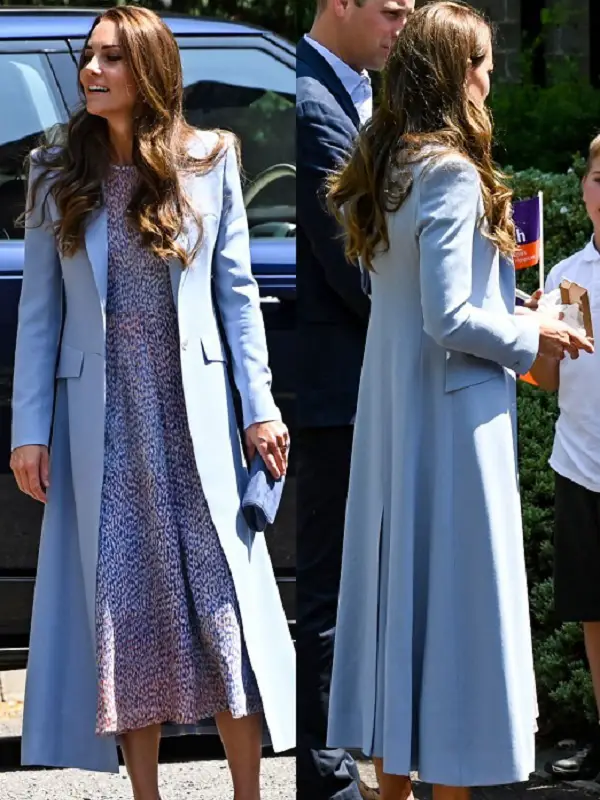 The Duchess of Cambridge wore Pastel blue coat in Cambridgeshire