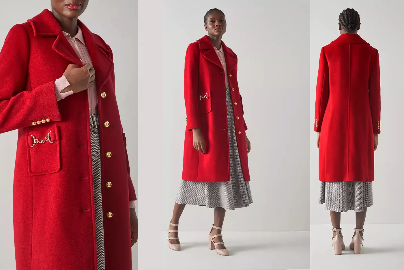 Princess of Wales wore LK Bennett Spencer Red Recycled Wool Blend Snaffle Detail Coat in September 2022