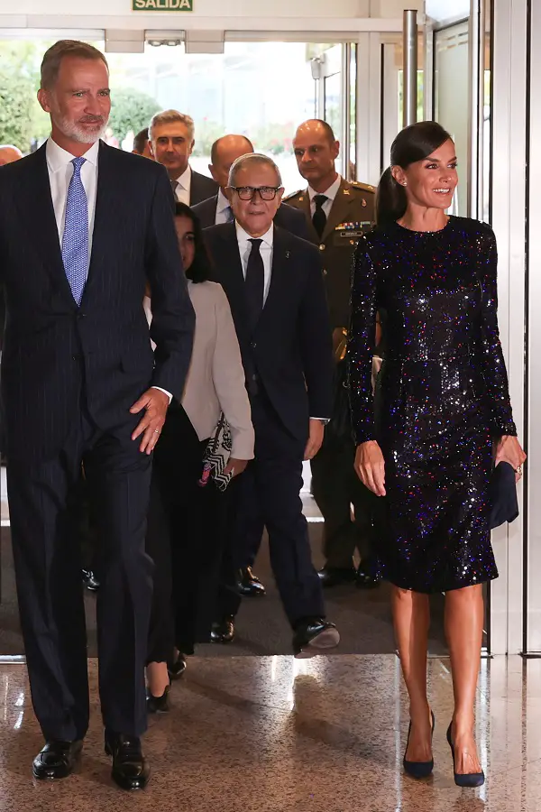 Queen Letizia in Nina Ricci dress for AECC 50th anniversary