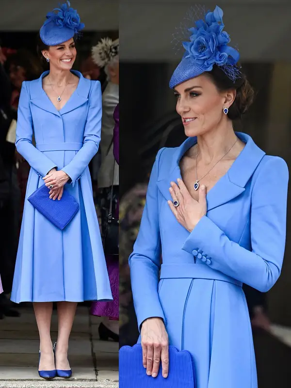 The Princess of Wales wore Alexander McQueen Blue Coat dress at the 2022 Order of Garter service