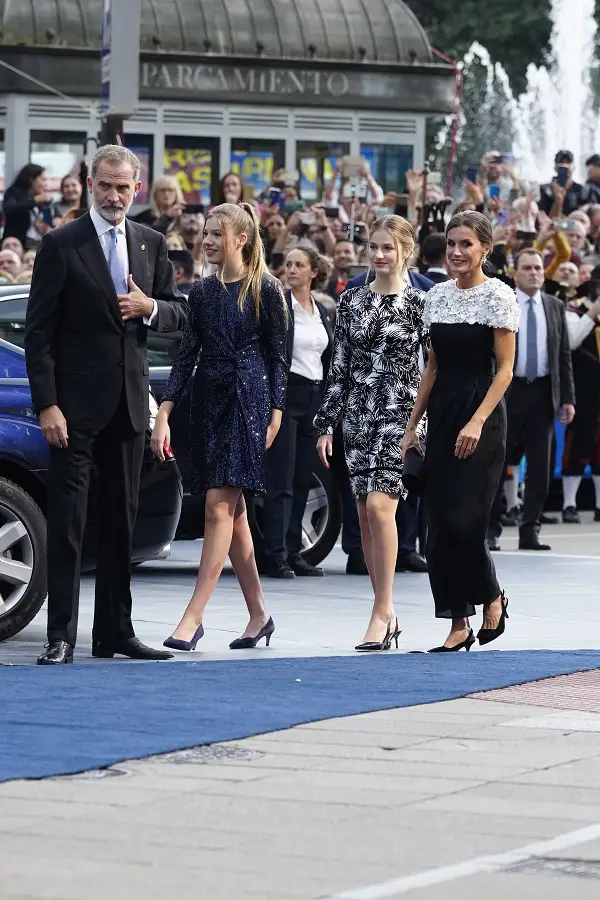 King Felipe Queen Letizia Princess Leonor and Infanta Sofia of Spain attended the Princess of Asturias awards in Oviedo
