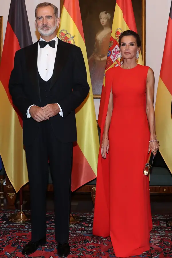 Queen Letizia of Spain in red Stella McCartney gown for State Banquet in Germany
