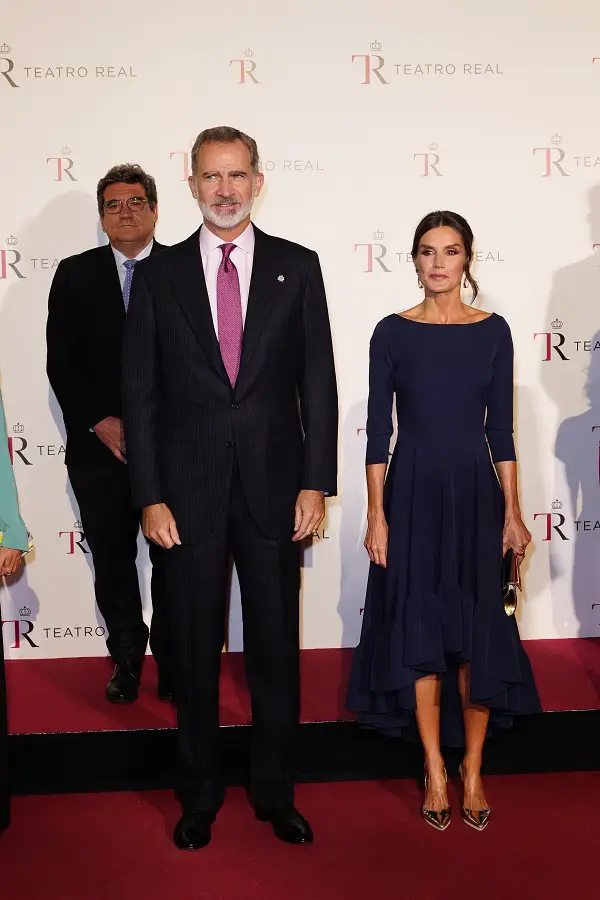 Queen Letizia was wearing a Miphai Paris dress at the Royal theatre opening