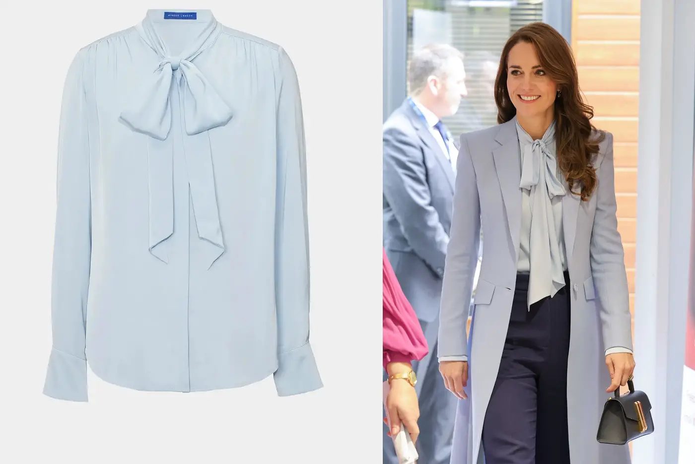 The Princess of Wales wore Winser London Silk Blouse with Bow
