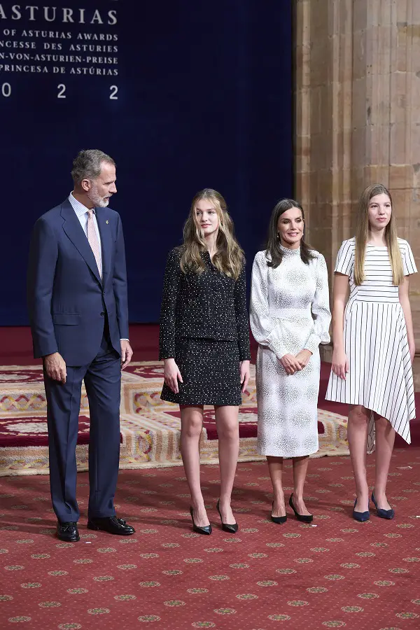 The Spain royal family went black and white to meet the 2022 Princess of Asturias awards winners