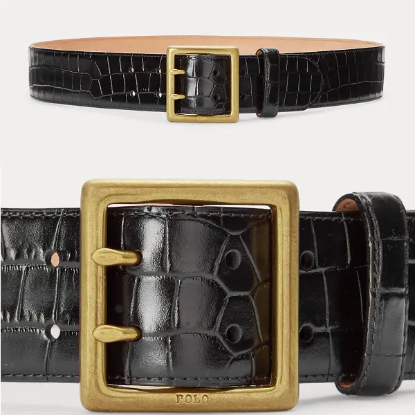 Polo Ralph Lauren Crocodile Stamped Leather Belt