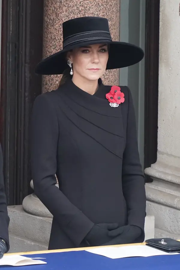 The Princess of Wales Catherine chose a Catherine Walker Evie coat dress for the NOvember 2022 Remembrance Sunday service