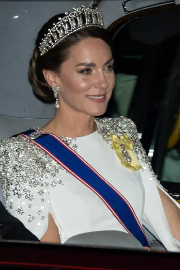 The Princess of Wales in white for South Africa State Banquet