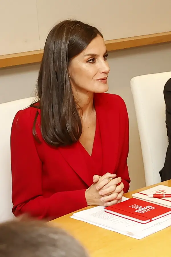 Queen Letizia of Spain in red for Los Angeles arrival