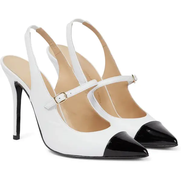 Alessandra Rich Fab Two Tone Pumps in White