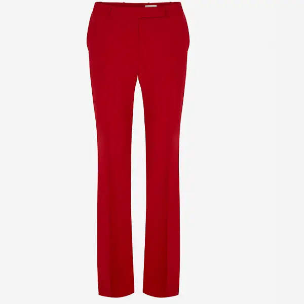 The Princess of Wales wore Alexander McQueen Narrow Bootcut Trousers in Welsh Red