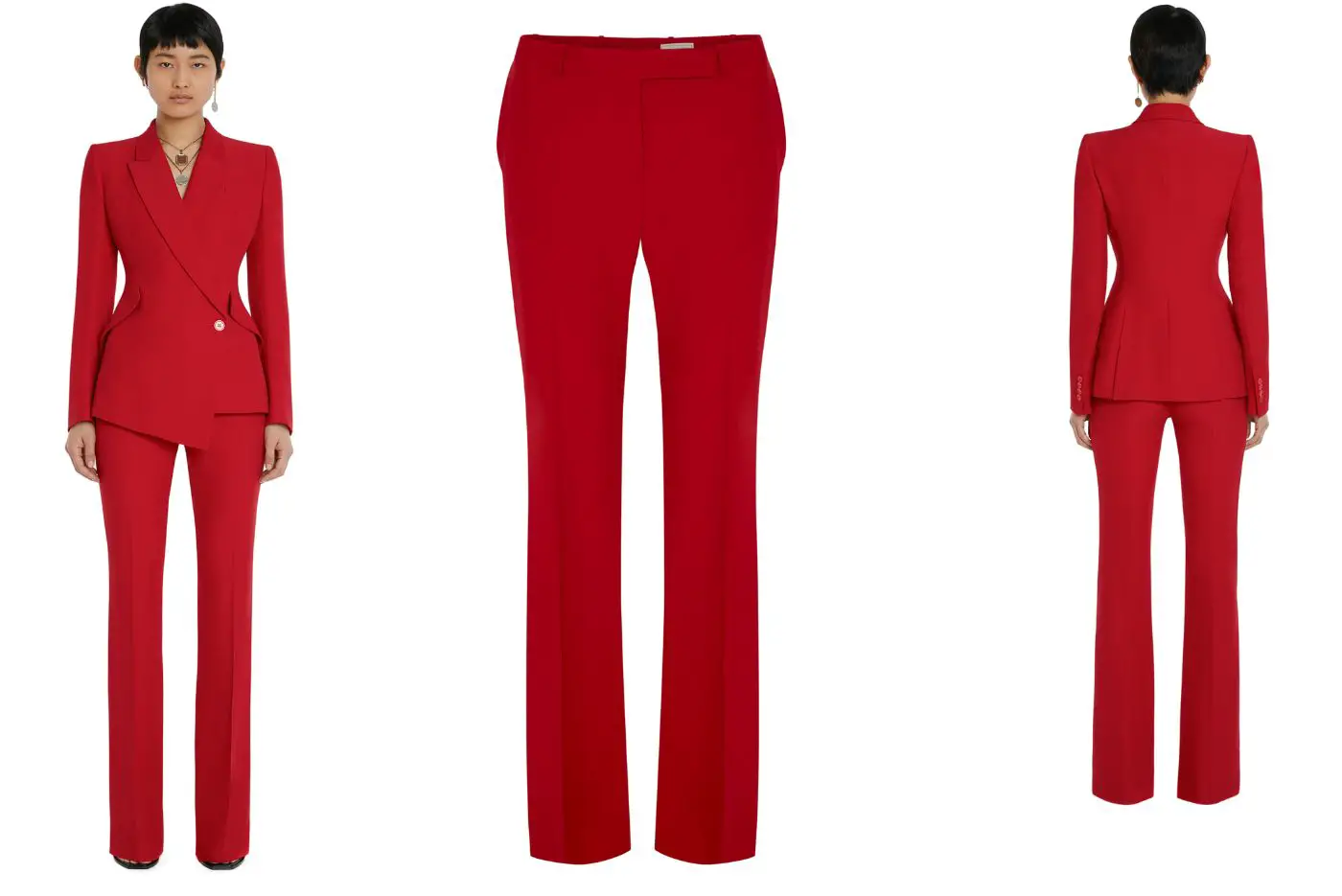 The Princess of Wales wore Alexander McQueen Womens Narrow Bootcut Trousers in Welsh Red