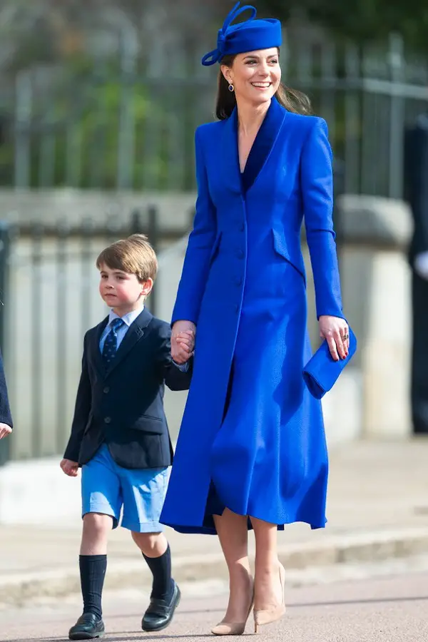The Princess of Wales in blue for Easter sunday Service
