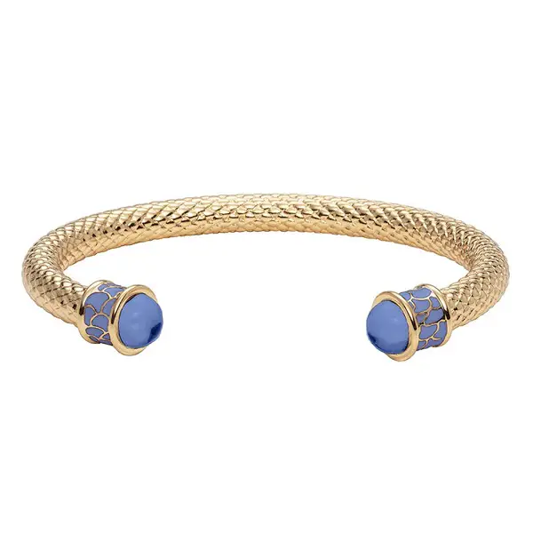 The Princess of Wales wore Halcyon Days Salamander Torque Forget Me Not & Gold Bangle
