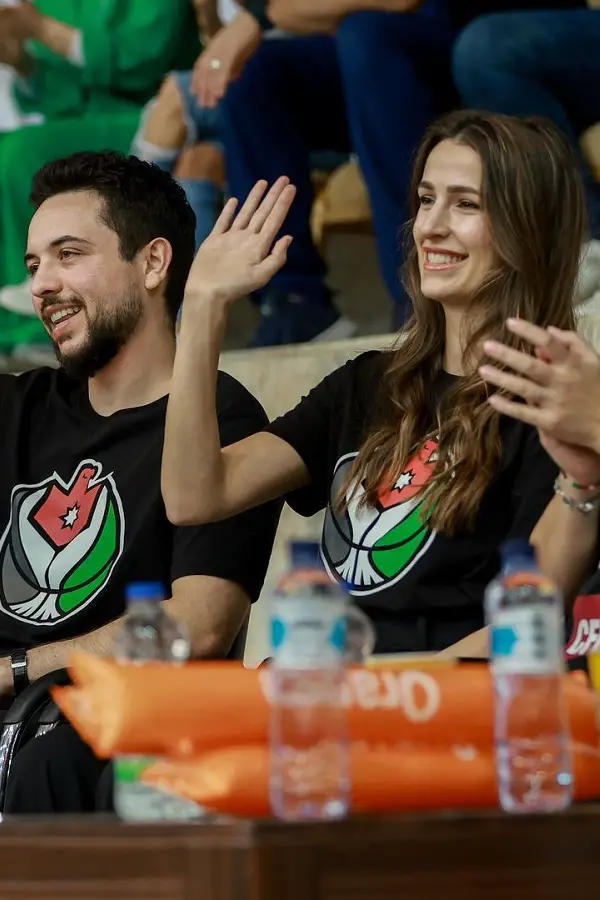 Princess Rajwa Al Hussein attended a basketball match with crown prince al hussein