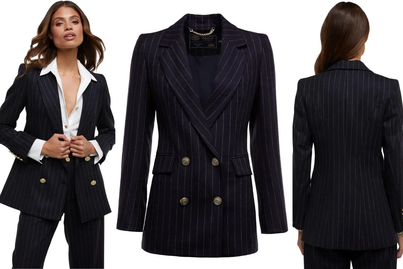 Catherine, The Princess of Wales wore Holland Cooper Navy Chalk Pin Stripe Blazer